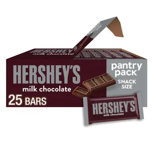 HERSHEY'S Milk Chocolate Snack Size, Candy Bars, 11.25 oz (25 Pieces)