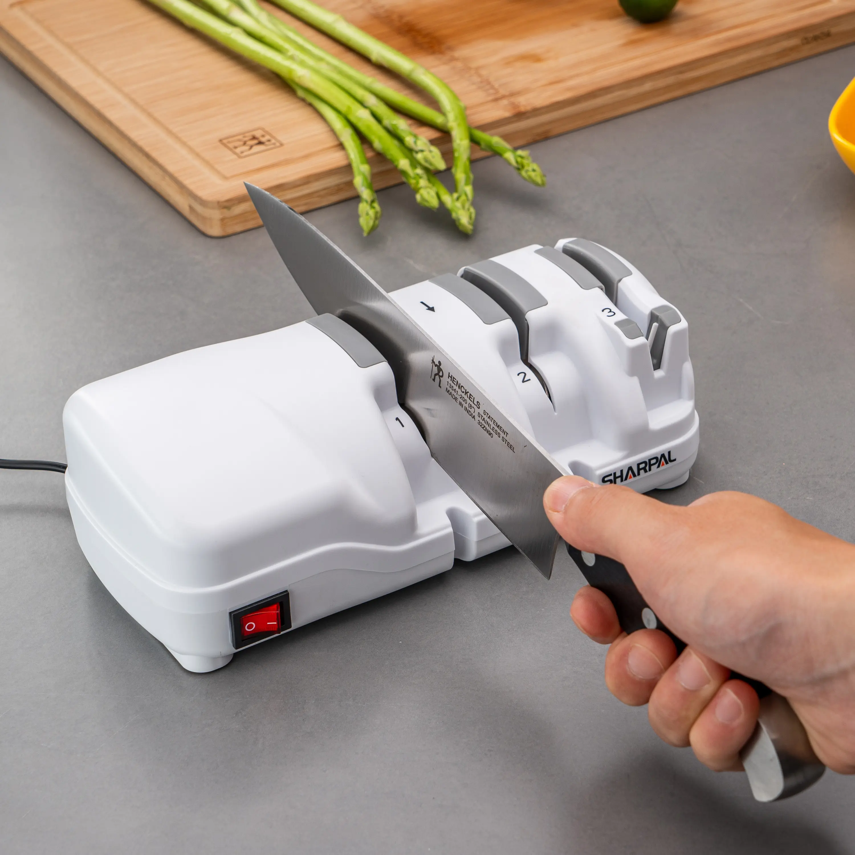 SHARPAL 198H Electric Kitchen Knife Sharpener with Diamond Wheels - 3-Stage Sharpening for Kitchen Knives, Blades, Durable Sturdy Build, Suitable for Beginners, Ideal for Cutting Tasks, 8.66"l x 4.13"w x 2.8"h