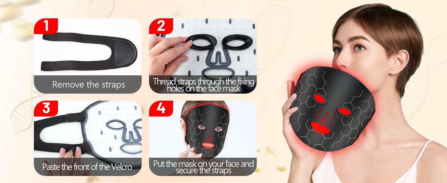 Red Light Therapy Mask for Face 8 Modes LED Face Mask Light Therapy with 288 LEDs 630nm & 850nm Infrared Light Therapy Mask at Home Portable with Timer & 2600mAh Remote Control for Anti-Aging