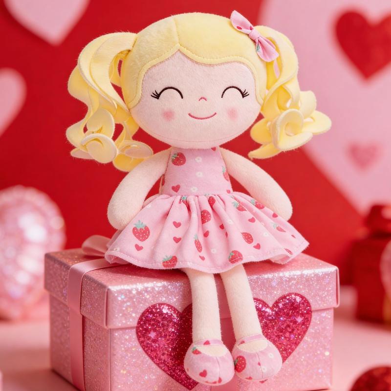 Gloveleya Valentine gift Doll Plush Baby Dolls Baby Girl Gift Soft Pink Cuddle Doll Cute Heart Dress Princess Toy Romantic Valentine’s Day Gift Idea for Kids 0–6 Years Sweet Love Present for Daughters Toddlers Birthday Holiday Surprise Room Decor