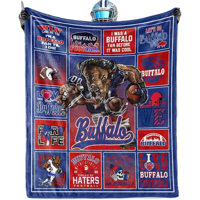 Buffalo Ultra Soft Flannel Blanket, Suitable for Sofa Bed, Office, Four Seasons Warm Plush Blanket, Home Decor Football Team Fan Gift Blanket