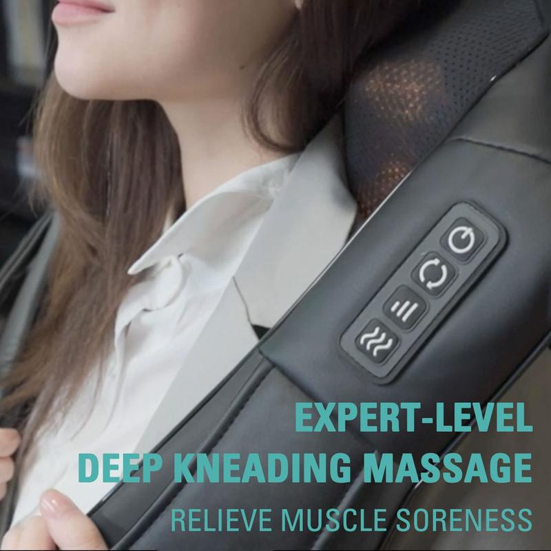 Shiatsu Neck & Back Massager Electric Shoulder Massager Car Neck Massage Pillow for Neck Shoulder Back Leg & Foot Massage 8 3D Nodes 3 Speed 2 Direction Black Gift