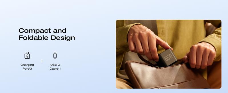 EF ECOFLOW 65W USB C Charger with Retractable Cable, 3-in-1 Phone Charger with Type C Cable, 2-Port Fast Charger Compatible with iPhone 16 Pro Max, iPad Pro/Air, Galaxy S25, Steam Deck (White) Electronic Cellphone iphone charger