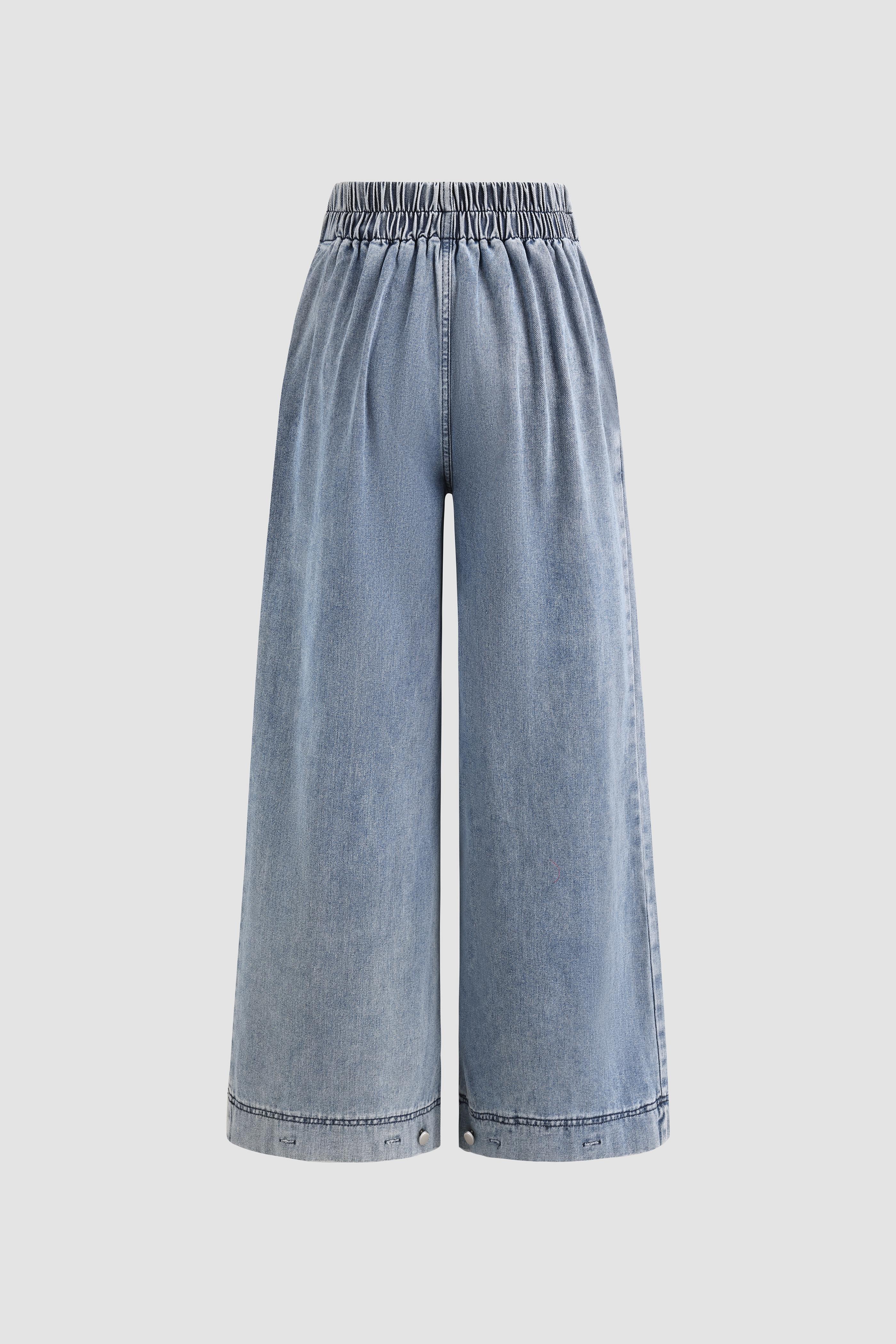 Elengatine Women's High Waist Pleated Balloon Jeans – Y2K Inspired Baggy Wide Leg Denim Pants with Zip Front Closure, Adjustable Cuffed Ankles, Loose Fit for Effortless All-Season Casual Streetwear, Trendy & Versatile Must-Have Denim Piece