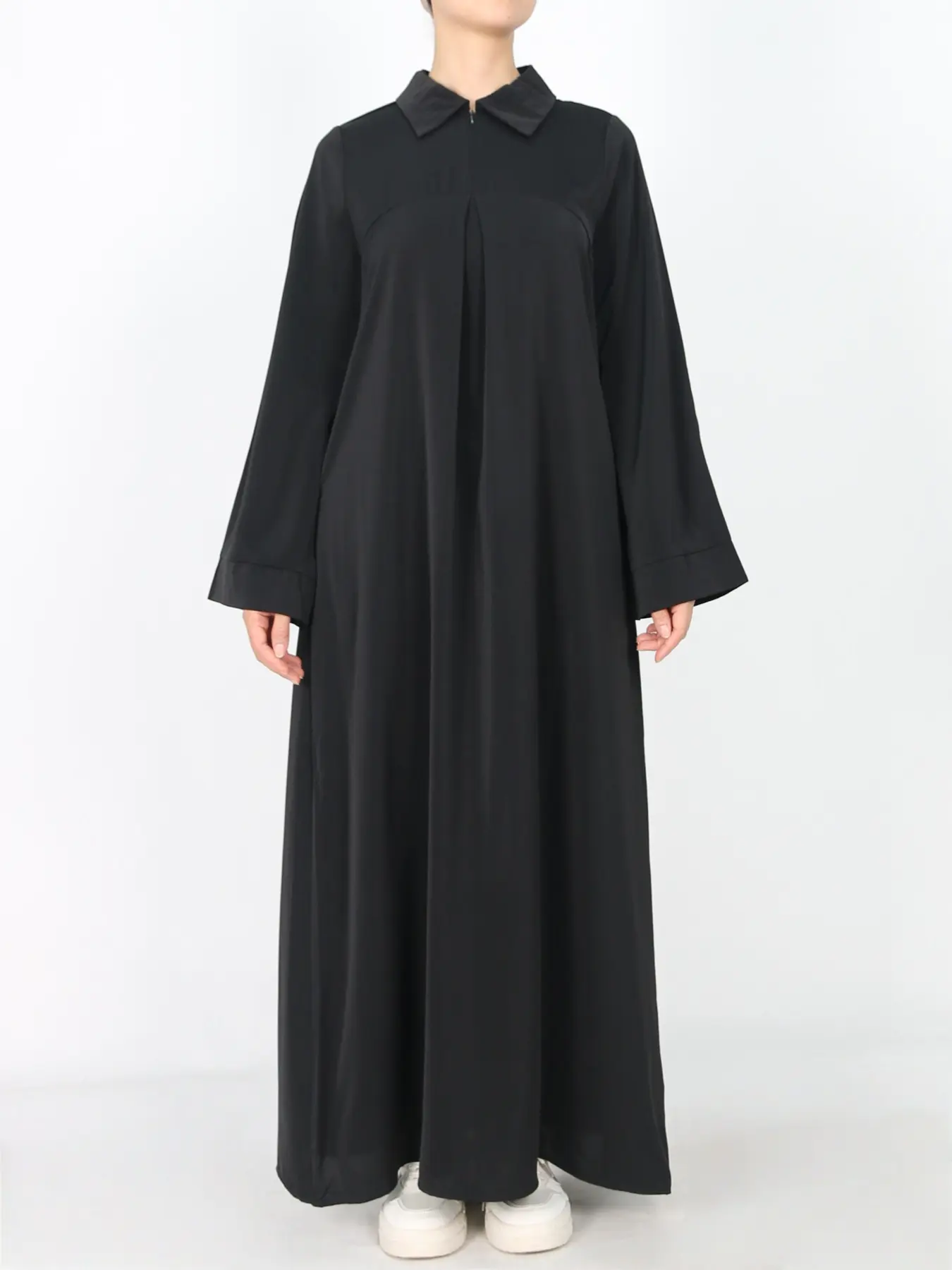 Women's Abaya Dress with Collar Zipper Pocket Design Nida Fabric, Modest Islamic Clothing for Women, Stylish & Comfortable Daily Wear Apparel, Modesty Abaya, Islamic Modesty Clothes, Muslim Clothing