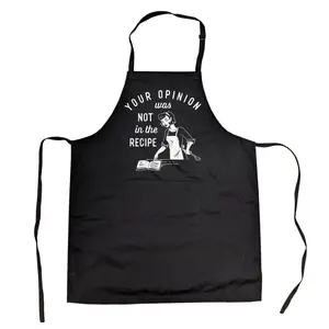Your Opinion Was Not In The Recipe Cookout Apron Funny Baking Graphic Smock Funny Aprons Adjustable Household Items Graphic Print Funny Food Cover Novelty Cooking Aprons for Men Black