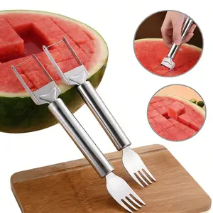 Premium Watermelon Prep Set – 2-in-1 Stainless Steel Slicer & Fork for Clean Cuts & Mess-Free Serving, Ideal for Outdoor Dining & Family Events