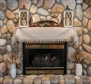 Linens Art And Things - Neutral Earth Tone Beige Lace Mantel Scarf (19" x 90")