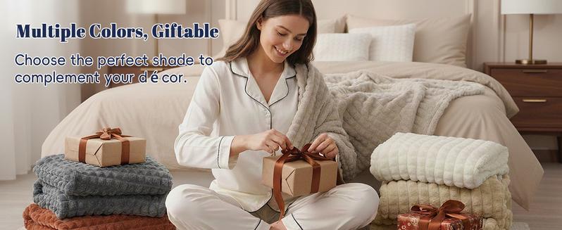 PHF Luxury Soft Fleece Blanket, No Shed No Pilling, 380GSM Fluffy Cozy Blankets for Bed, Lightweight Warm Bedding for Home Decor, Ideal Gift for Women