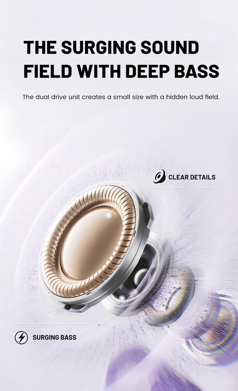 Open-Ear Ultra-Comfort Wireless Headphones Bluetooth 6.0 Earbuds IPX5 Waterproof HiFi Music Earphones with Microphone for Small Ears Sports Running Exercise Perfect for sports and running slim hook