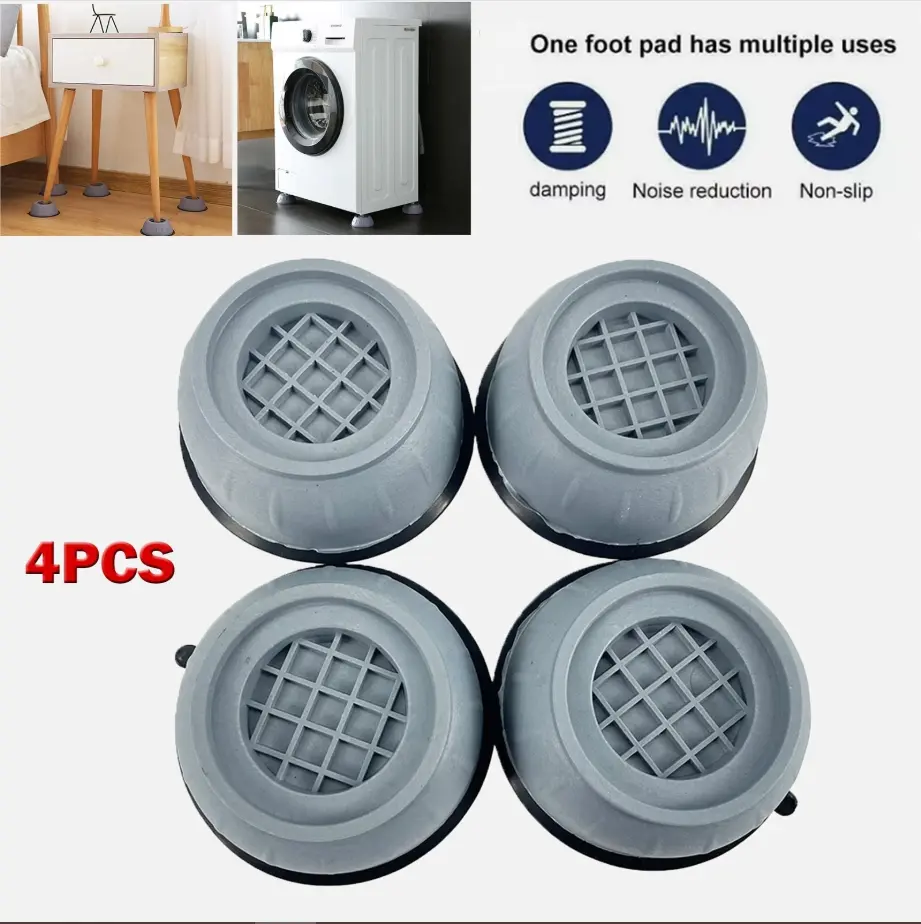 4pcs 8x3cm Silicone Washer-Dryer Pads for Furniture Legs, Non-Slip Anti-Vibration Shock Damping Mats with Moisture Barrier, Scratchguard Base, Corrosion Resistance, Noise Reduction, Long-Lasting Easy-Wipe Home Care Supplies