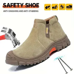 Breathable and durable welding safety work training shoes for men and women, anti smashing and anti piercing steel toe safety shoes, elastic sole work boots, comfortable and closed shoes