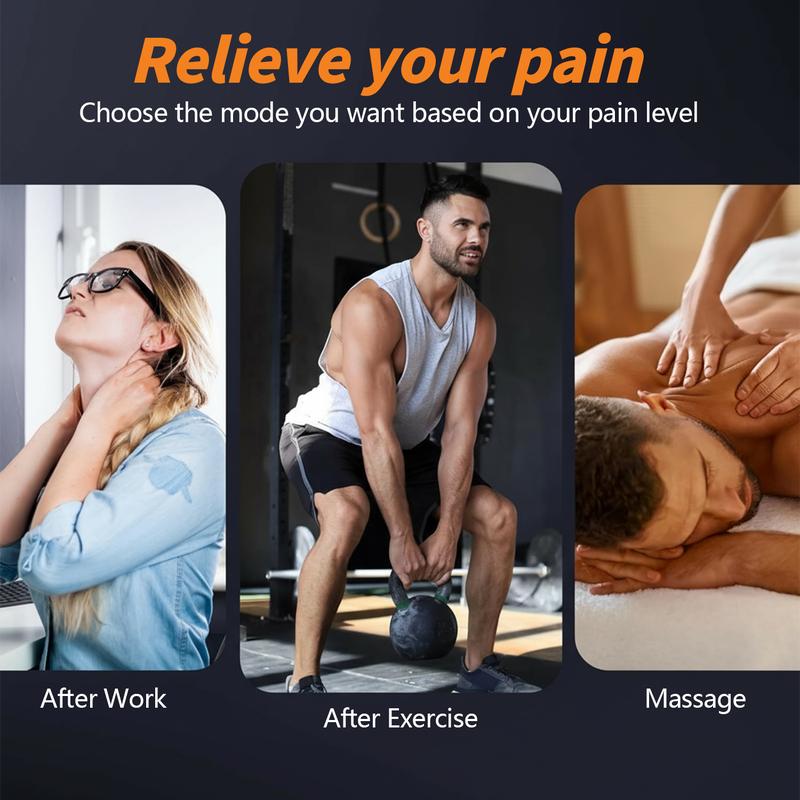 All-Round Muscle Relaxation, Long-Lasting 40-Hour Battery, Body Pulse Massager Portable Electric Stimulators 6 Timed Modes and 10 Massage Patterns with Reusable 8 or 4 Pads TENS EMS Unit for Back, Shoulder, Neck, Sciatica Massage, for Daily Comfort