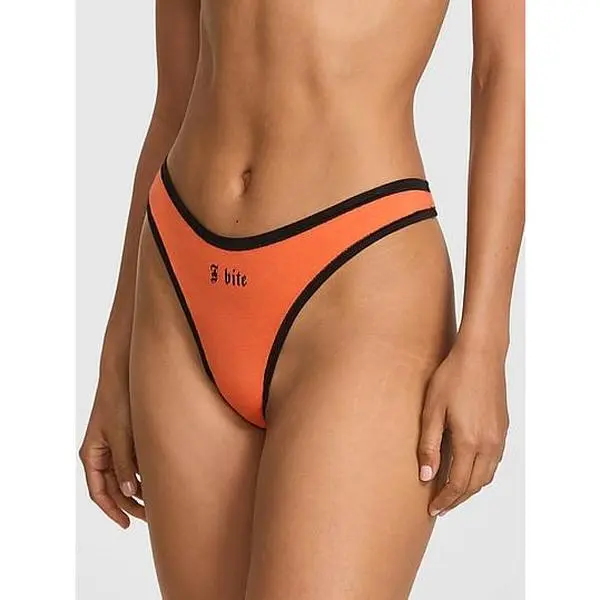 PINK Cotton High-Leg Thong Panty