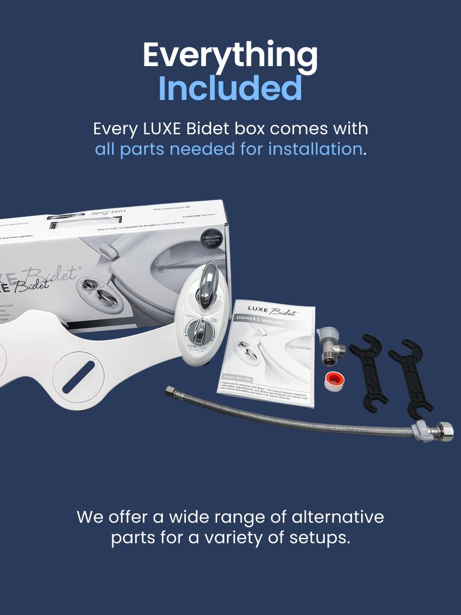 LUXE Bidet NEO 180 - Rear and Feminine Wash, Self-Cleaning, Non-Electric Bidet Attachment for Toilet Seat, Adjustable Water Pressure, Lever Control