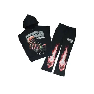 Azyrx Black Cut Sleeve Hoodie/Baggy Pant Track Set