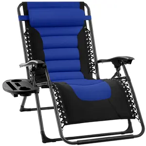 Best Choice Products Oversized Padded Zero Gravity Chair, Folding Outdoor Patio Recliner w/ Side Tray
