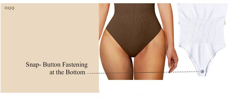 OQQ Women's 3 Piece Bodysuits Sexy Ribbed Sleeveless Crew Neck  Stretchy Bodysuits Womenswear Trendy