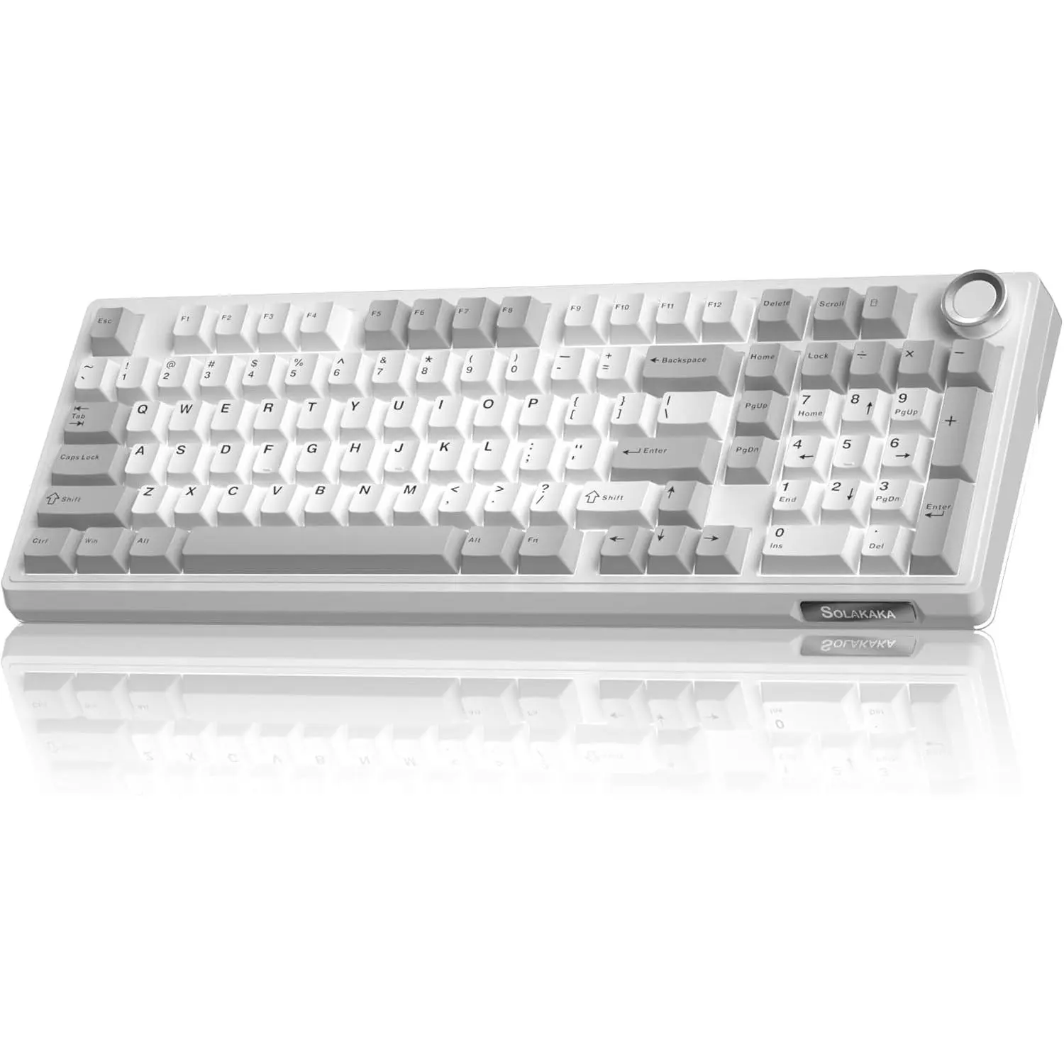 SOLAKAKA KI99 Pro Quiet Illuminated Mechanical Gaming Keyboard - 96% Hot Swappable Gasket Design, Silent Switches, Quick Wireless Connection, Creamy PBT Color-Changing Keycaps, Customizable White Grey PC Accessory, RGB Lights, Long-Lasting Batteries