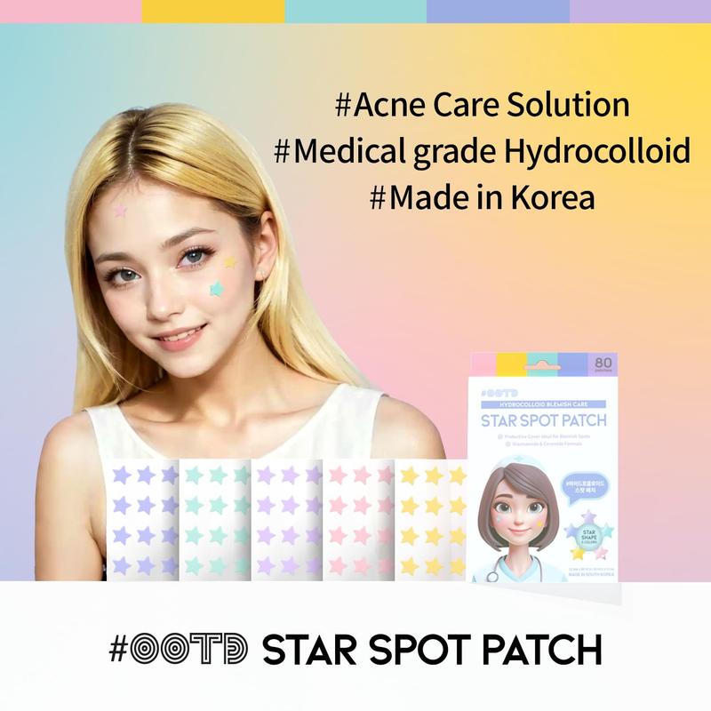 #OOTD Star Pimple Patches – Hydrocolloid Blemish & Spot Patch for Face, Cute Pastel Colors, Niacinamide & Ceramide, K-Beauty Skincare – Stocking Stuffer for Teen Girls – 80 Count