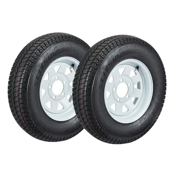 Garvee ST175/80D13 Rubber Trailer Tires with 13-in Round Rims, 5 Lug on 4.5-in, Load Range C, 6PR, Tread Pattern