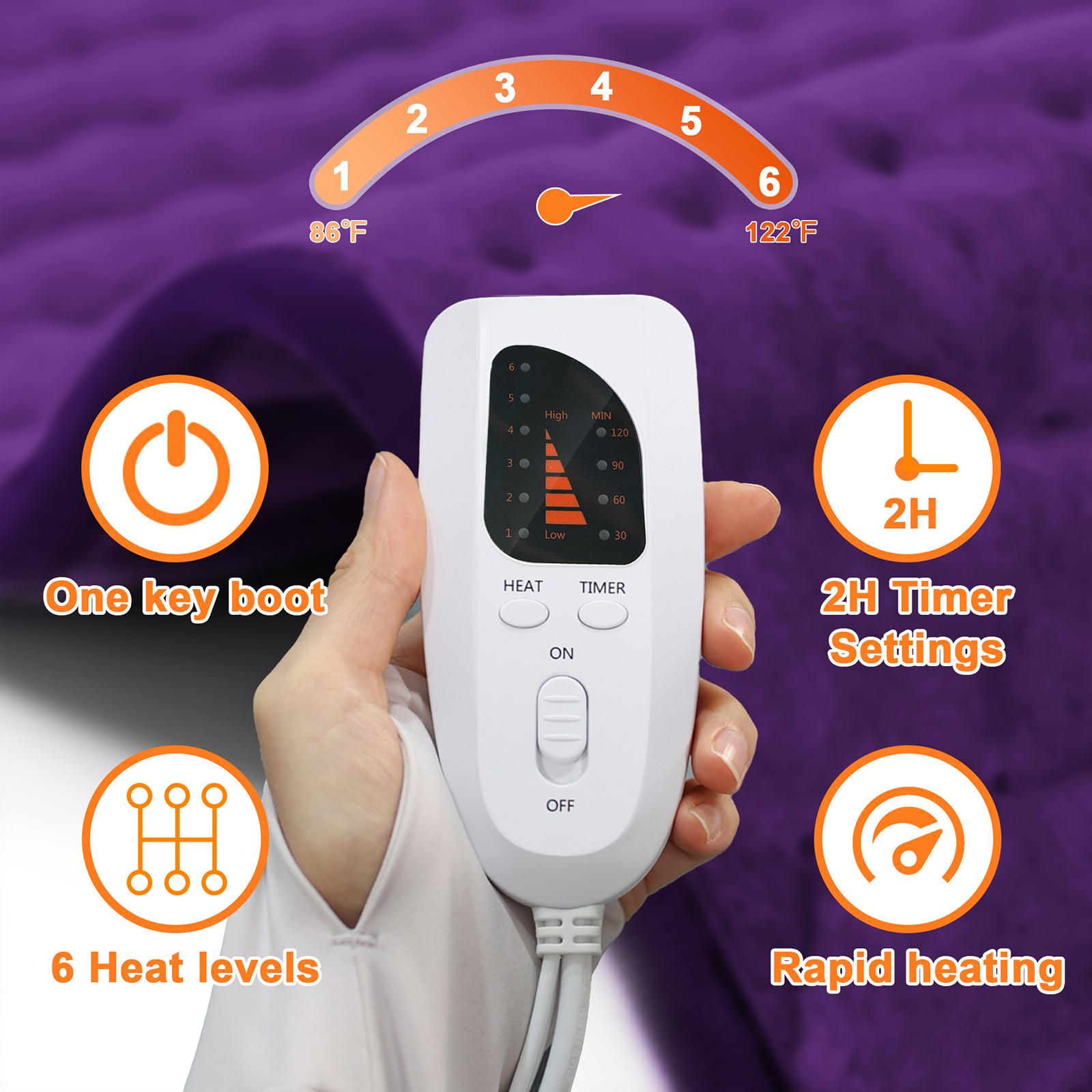 Dark Color Heating pad, size 40in×20in, 33in×17in, 24in×12in, 6 temperature levels and 4 time settings, portable, back, neck, shoulders and legs heating, machine washable, perfect holiday gift for men, women, parents, Christmas gift