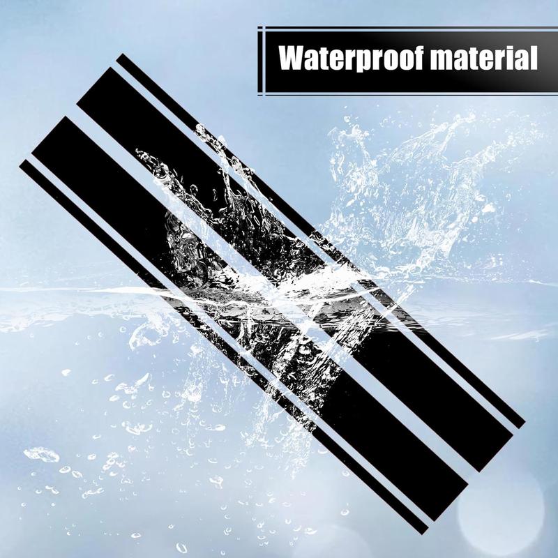 RAVOONY Universal Racing Car Hood Stripe Decal Black and White Waterproof Vinyl Stickers for SUVs Trucks Off-Road Vehicles Exterior Decoration  Indoor Outdoor Use