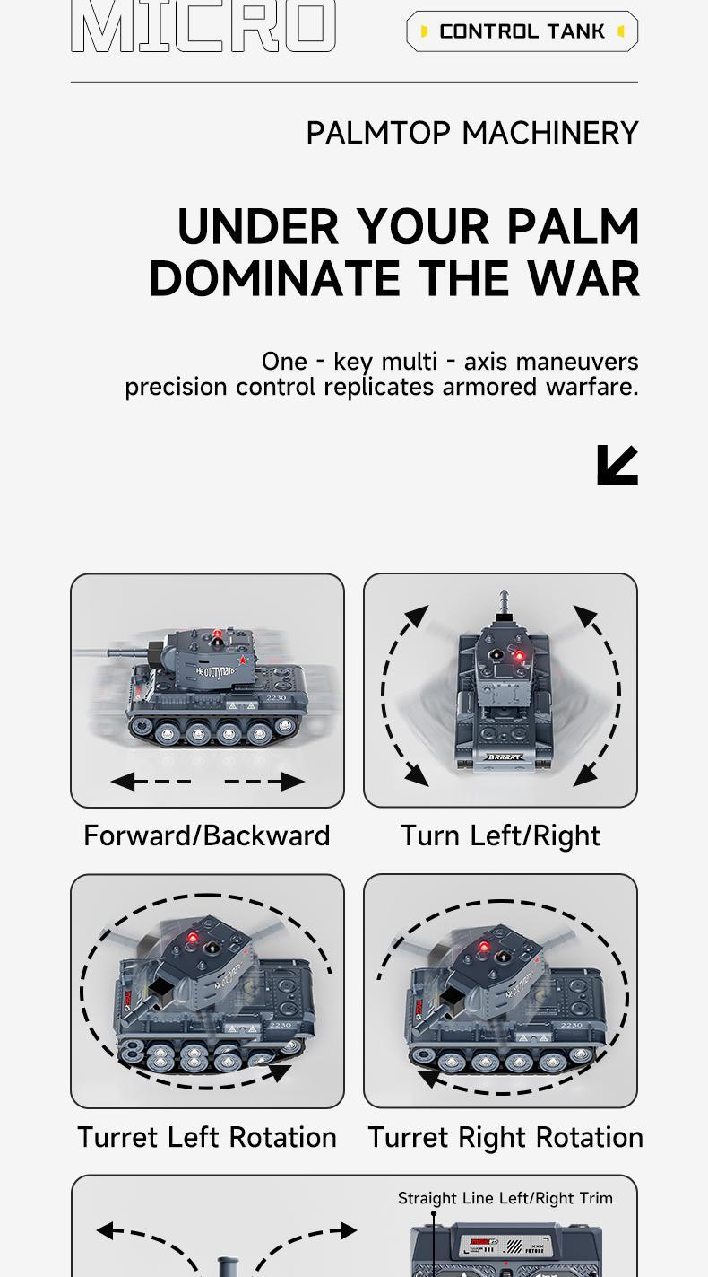 【Live Exclusive】BRRRRT 1/64 RC Tank + RC Forklift Combo Set, Remote Control Military Battle Tank with Infrared System & 7 Channel Mini Forklift Truck, 2.4Ghz Vehicles Toys for Kids and Adults