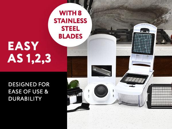 Fullstar Vegetable Chopper and Spiralizer - Food Chopper with Container, Fruit Slicer, Kitchen Gadgets & Accessories, Home Essentials (4 in 1, White) Dicer Dishwasher Safe