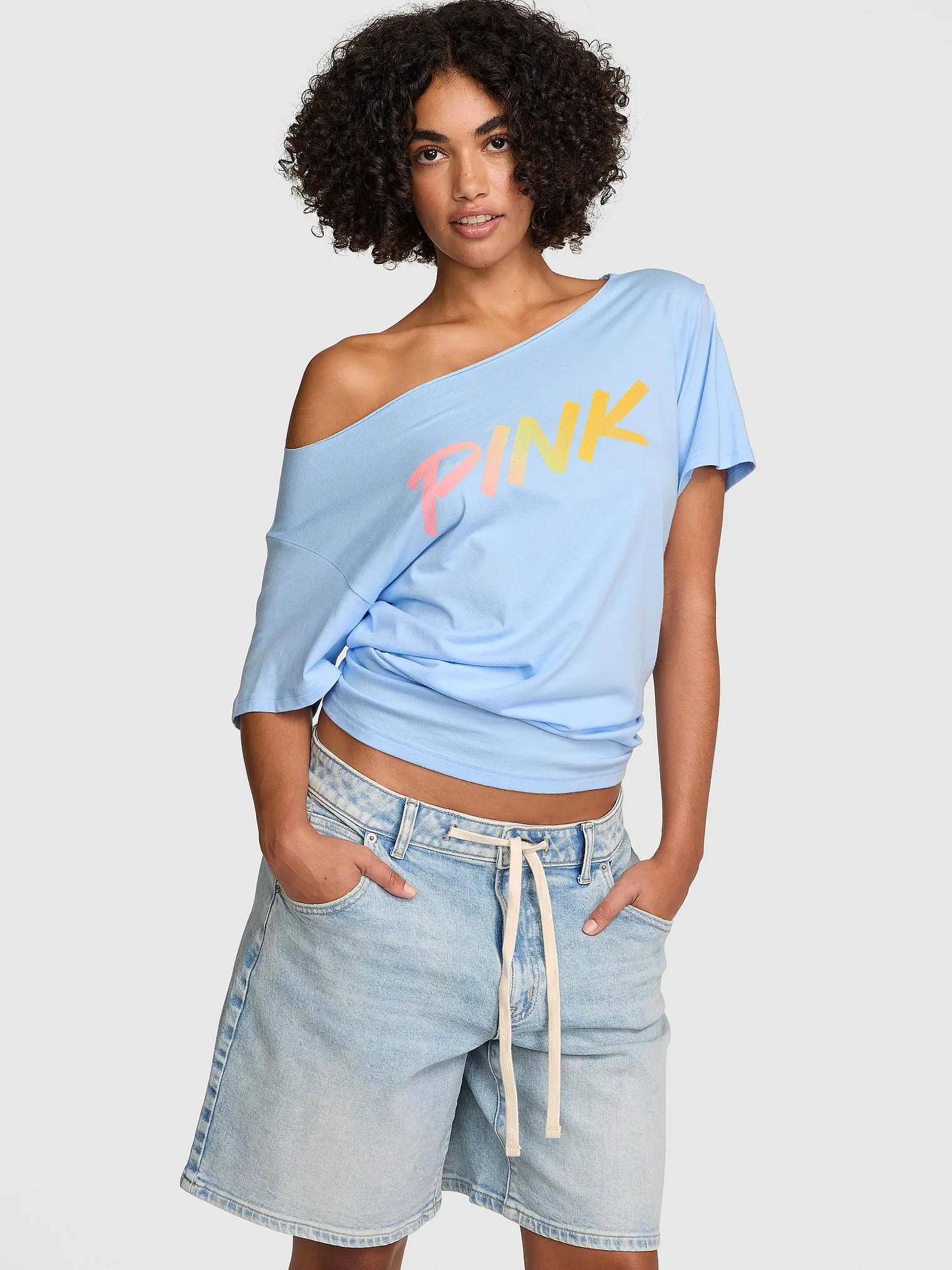 PINK Campus Cotton™ Off-The-Shoulder Tee