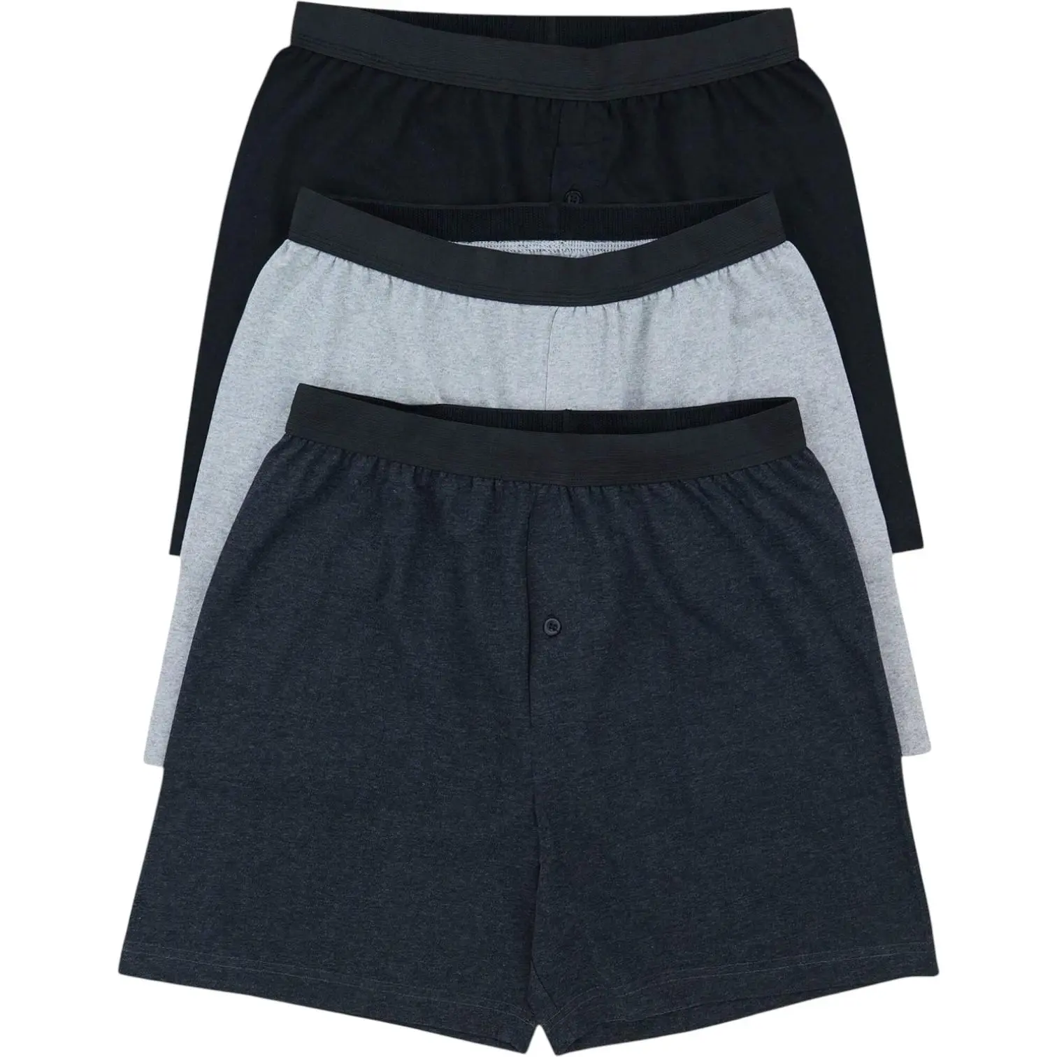 ToBeInStyle Men's Pack Of 3 Premium Cotton Blend Relaxed Fit Knit Boxer Shorts