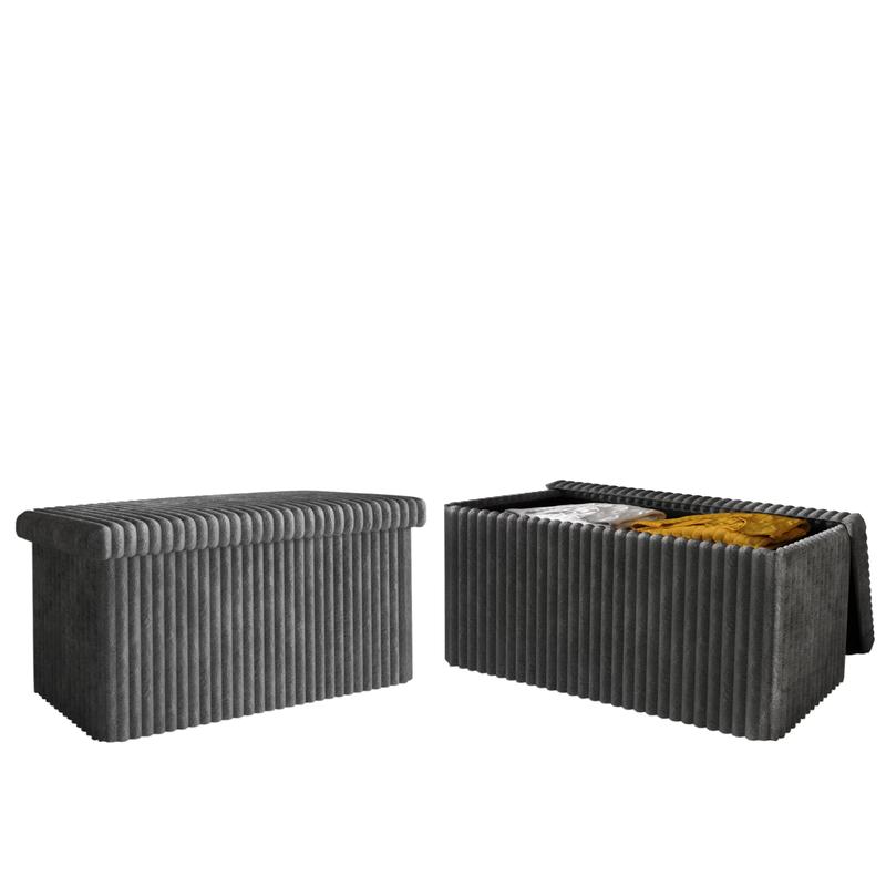 Favorer Florence 30" Tufted Upholstered Folding Storage Ottoman Bench (Set of 2)