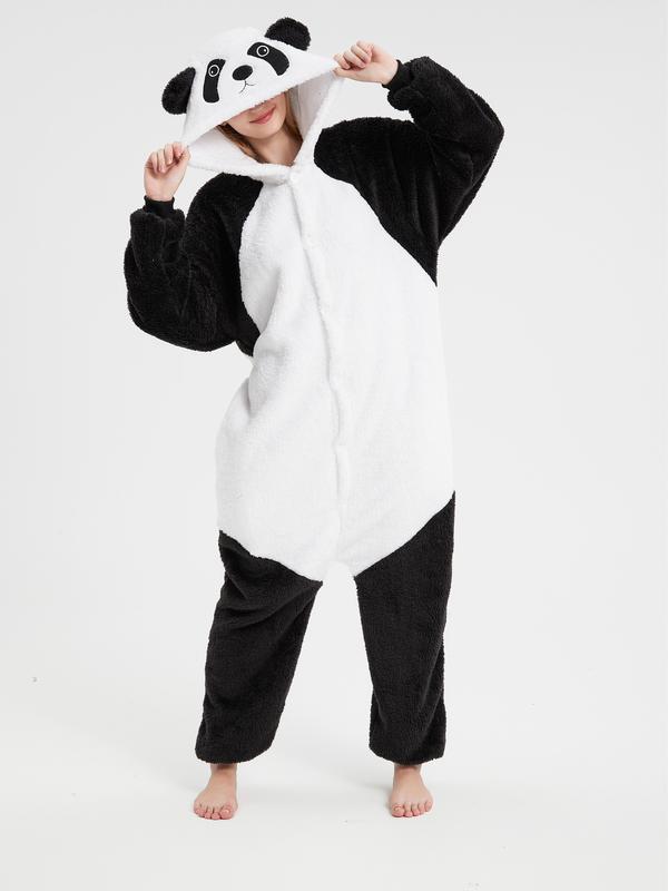 Cozy Cow Onesie for Adults, Plush Fleece Animal Costume Pajamas with Hood for Halloween, Cosplay, and Loungewear