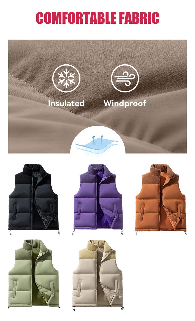 SHOWITTY Women’s Zip Up Puffer Vest with Pockets – Stand Collar Sleeveless Padded Jacket for Fall & Winter