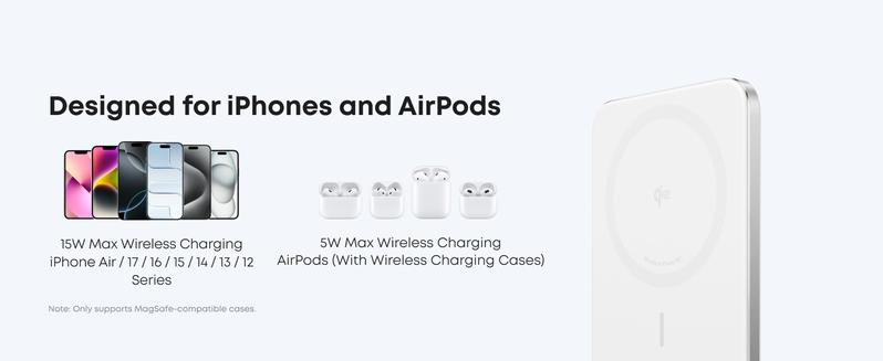 Anker Nano 5,000mAh Magnetic Power Bank, Qi2 15W Max Wireless Charging, Ultra-Slim Portable Charger, for iPhone 17/16/15/14/13/12 Series Only (MagSafe-Compatible)