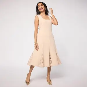 Colleen Lopez Portrait Neck Lace Godet Knit Dress