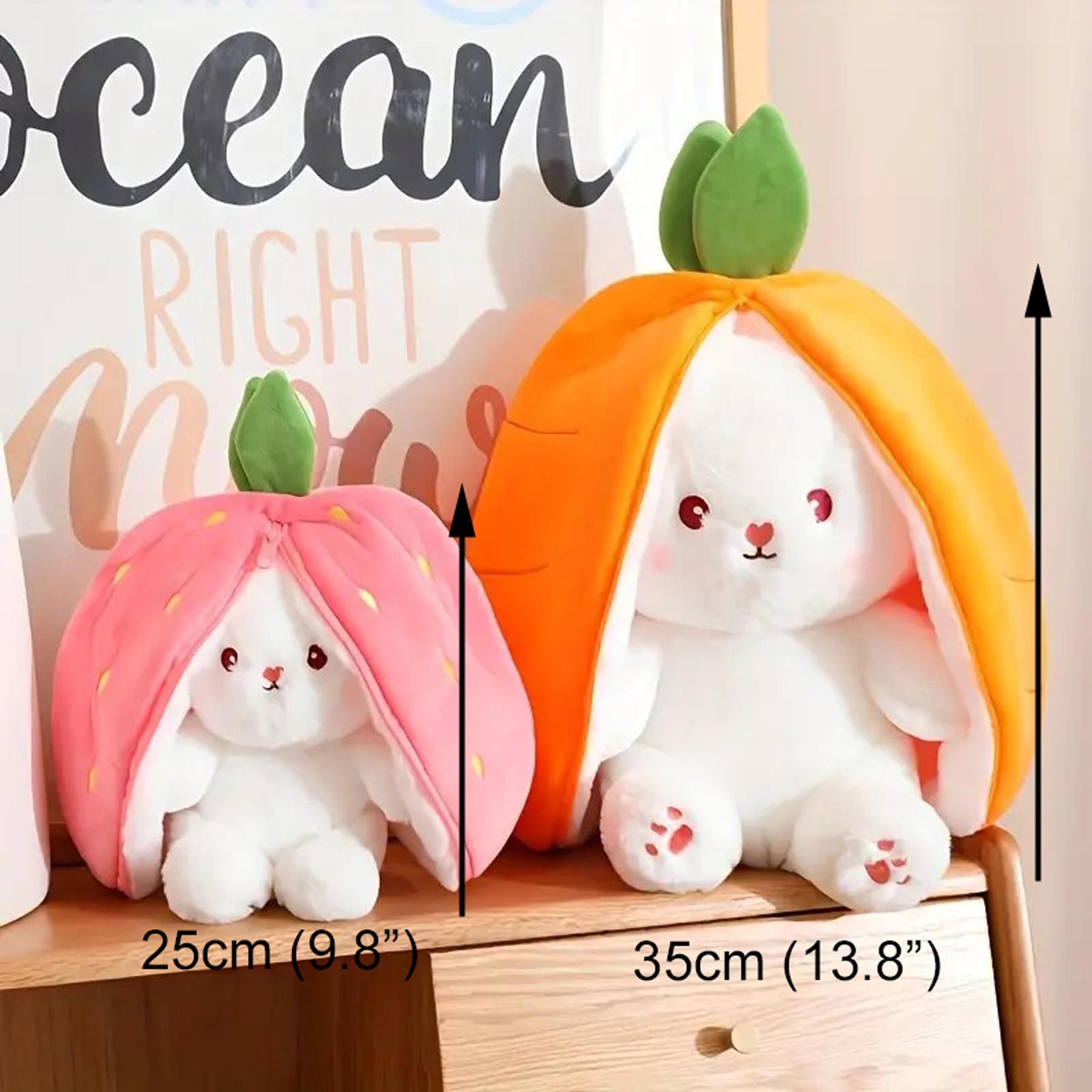 [No Light] Strawberry Bunny Plush Toy| Soft Kawaii Stuffed Animal, Ultra Soft Fabric, Perfect for Cuddling, Gifting & Decorating Beds & Shelves
