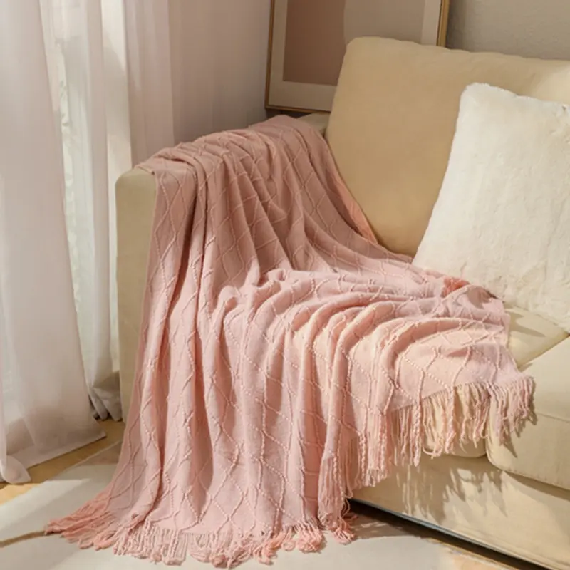 【backtoschool】ROSEKIND Lightweight Breathable Summer Tassel Throw Blanket with 4in Fringe ,Anxiety Relief,Dupe,- Super Soft Decorative Blanket for Couch, Bed, Office Nap, Blankets For Sofa, Cozy Throw Blanket