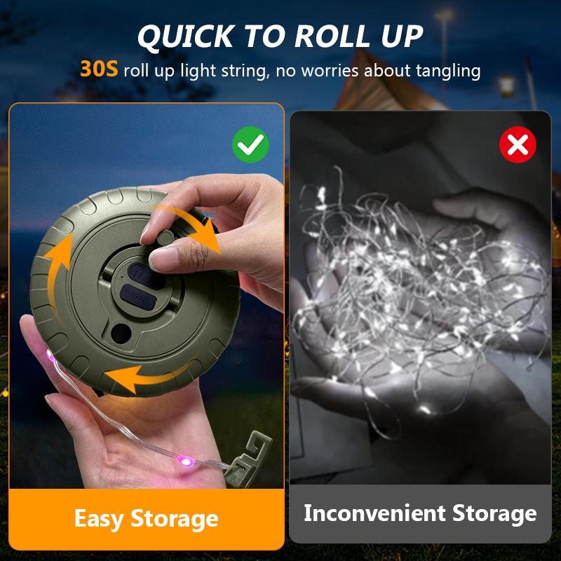 Christmas Gift RGB Bluetooth Speaker Camping String Lights LED 7 Lighting Modes Portable Outdoor Speaker Wireless Stereo Sound for Outdoor Halloween Parties Camping Indoor Decorations Music Audio