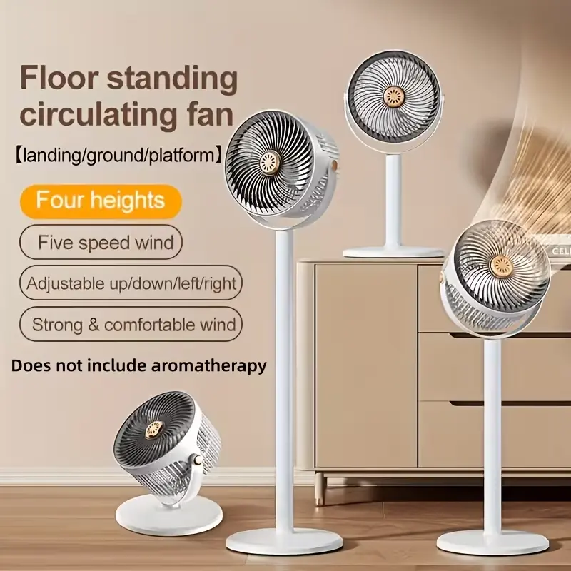 Adjustable-Height Lithium Battery-Powered Fan with 5 Speed Settings, Type-C Charging Port, Air Circulation Technology & Modern Design for Home Supplies Decor