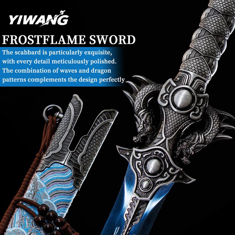 Handmade Chinese Sword - Full Tang Dynasty - Heat-Treated Blade, Blue Dragon Handle - Authentic Ancient Chinese - Collector'S Display or Martial Arts Training - Luxury Sword Sheath - Historical Replica - Ideal Gift for Martial Arts &