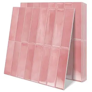 10 Sheets Upgraded Thicker Design Subway Tile Peel and Stick Backsplash,12”×12”Self Adhesive Wall Tiles Stick on Back Splash for Kitchen,Bathroom,Camper(Pink) kitchen decor kitchen decor sets girl room accessories