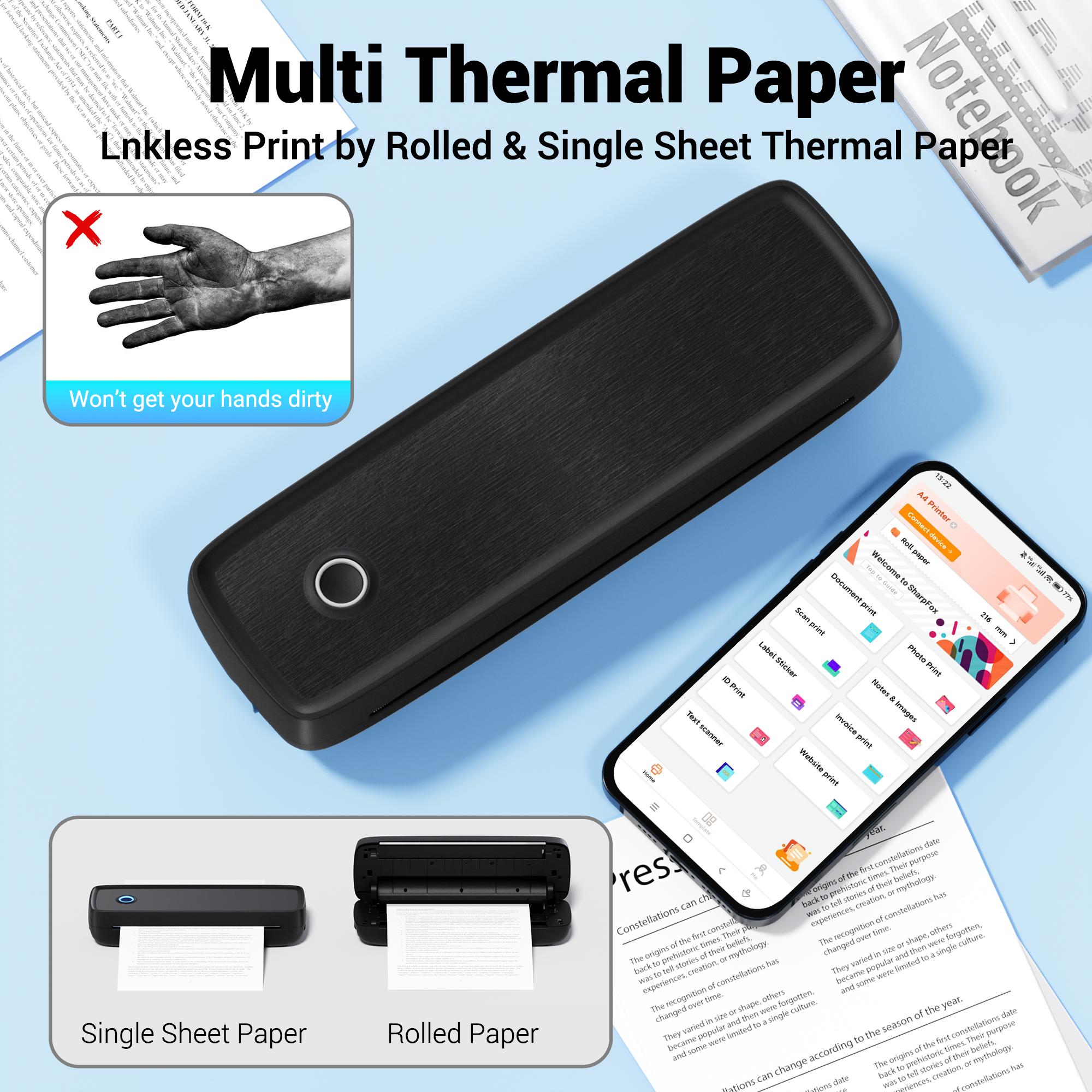 LABEER Wireless Portable Printer - For Travel，Bluetooth Thermal Printer Supports 8.5"x11" US Letter, Legal, A4 & A5 Paper | Inkless Mobile Printer for iOS, Android, Laptop | for Office, Car, Home