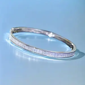 20.4 Carats TwoSided Sparkly Moissanite Bracelet for Women Men 925 Sterling Sier Bangle st patricks day 68pcs D Color VVS1 Radiant Rec Cut Fine Jewelry Gifts for Women Men Girlfriend Wife Mom Wedding Jewelry for Women