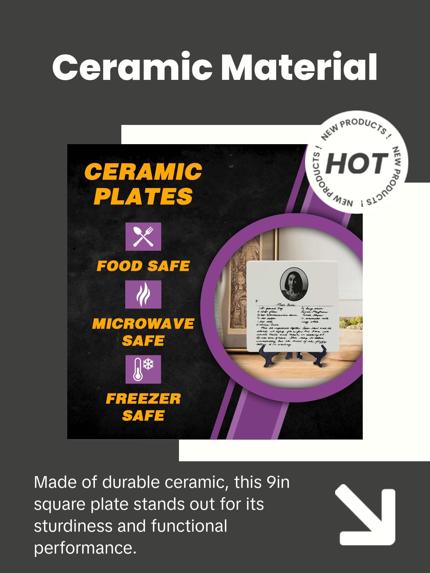 Mother’s Day Gift, Personalized Recipe Plate, Custom Plate, Family Recipe Keepsake, Custom Recipe Gift, Handwritten Plate, Square Plate Ceramic Traditional Collection