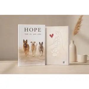 HOPE Hardcover Journal – Inspirational Dog Lover Notebook | “Hold On, Pain Ends