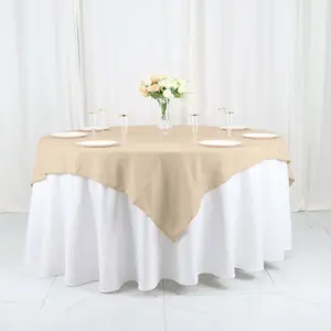 Polyester Square Table Overlay 54"x54" Nude - Wrinkle-Resistant Table Topper