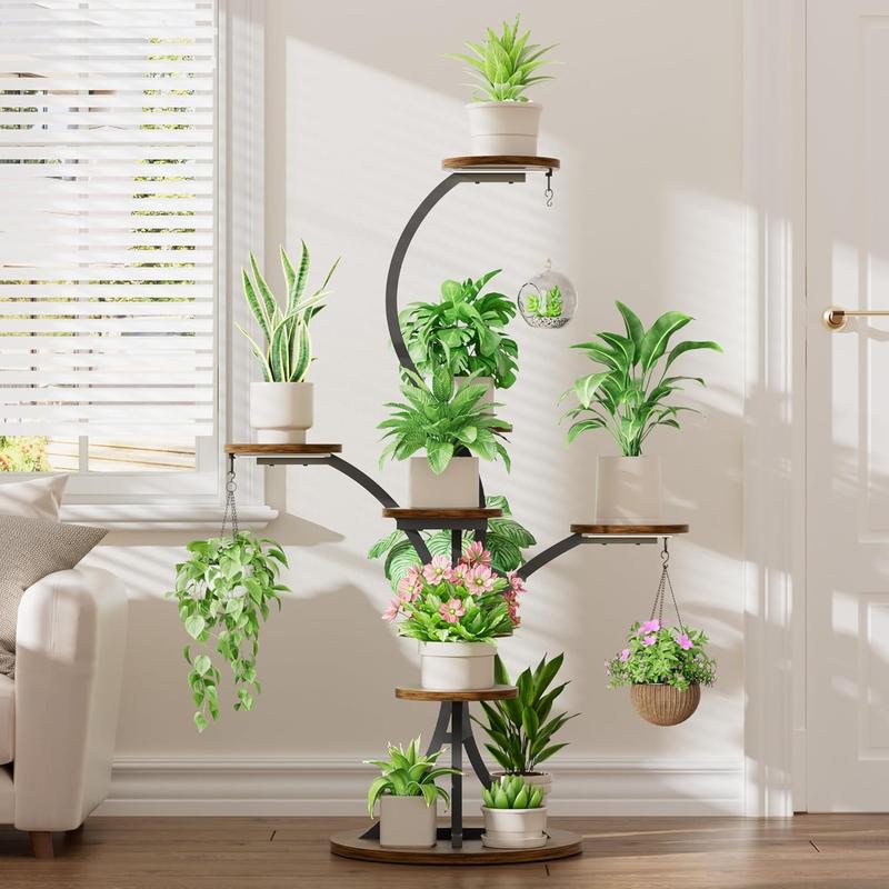 Plant Stand Indoor with Grow Lights - 8 Tiered Corner Plant Shelf Indoor, Tree-Shaped 46.3" Tall Plant Rack Display for Indoor Plants Multiple, Flower Holder for Living Room Patio Balcony