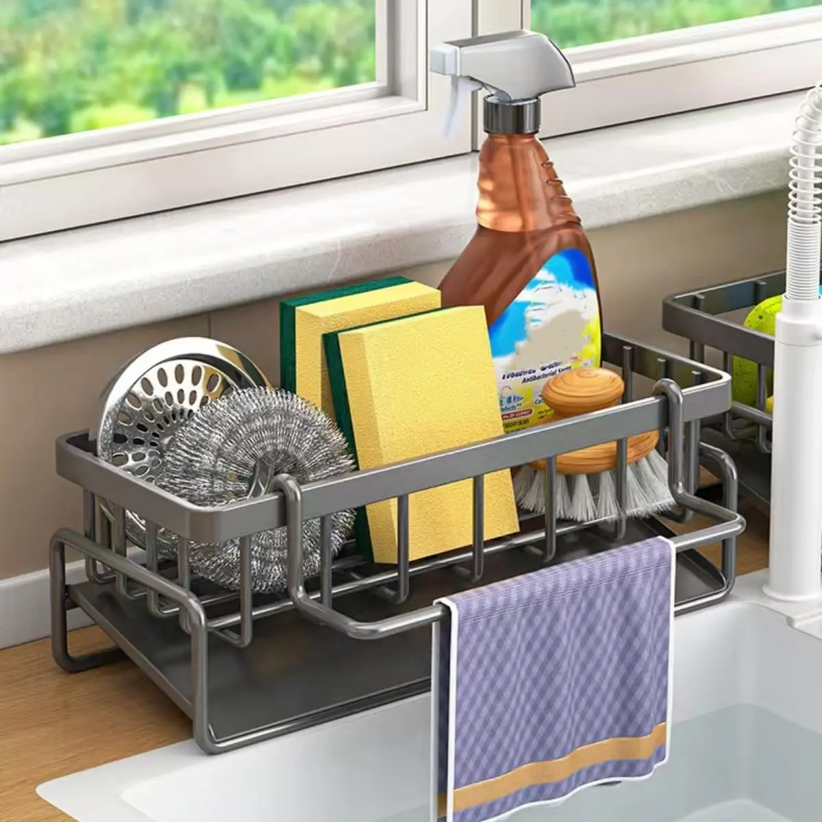 Accessories Kitchen Sink Drying Rack,MetalSponge Drain Holder,Multifunctional Storage Rackfor Home, Storage Organizer, HouseholdEssentials, Fall Decor, Kitchen Gadgets