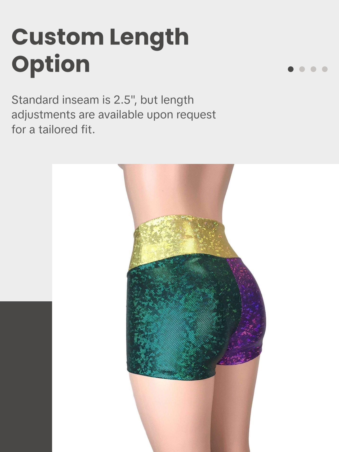 High Waisted Mardi Gras Booty Shorts - Holographic